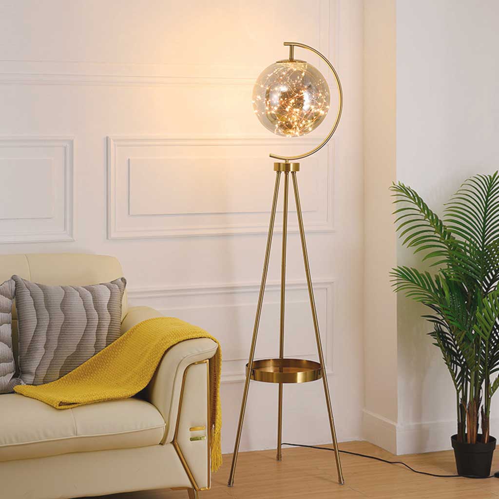 Tripod Floor Lamp Gold Body Living Room