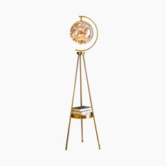 Tripod Floor Lamp Gold Body with Smoke Grey Lampshade