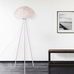 Tripod Goose Feather Floor Lamp White