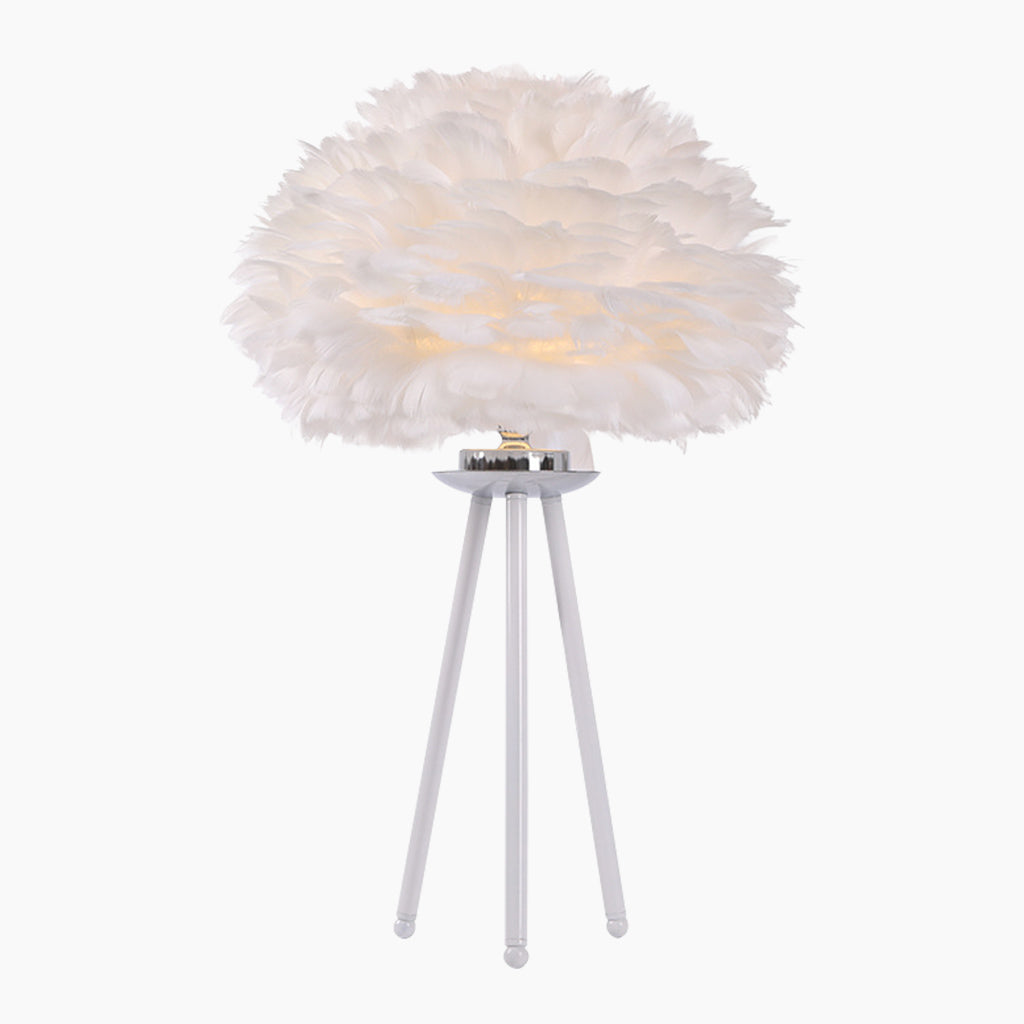 Tripod Goose Feather Table Lamp White