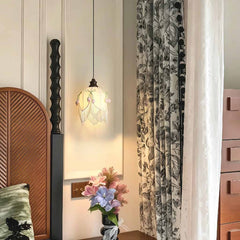 Lampadario a sospensione Tulip Fiore in tessuto con nappa