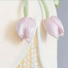 Lampadario a sospensione Tulip Fiore in tessuto con nappa