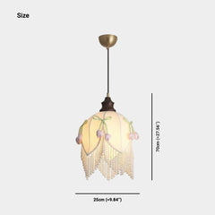 Lampadario a sospensione Tulip Fiore in tessuto con nappa