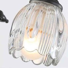 Tulpen-Wandleuchte, Glas-Waschtischleuchte für Badezimmer, Schwarz