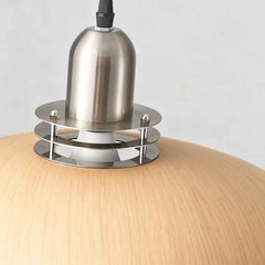 UFO Flying Saucer Pendelleuchte mit Holzmaserung und Eisen