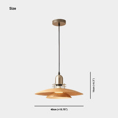 UFO Flying Saucer Pendelleuchte mit Holzmaserung und Eisen