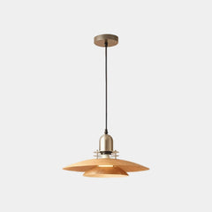 UFO Flying Saucer Pendelleuchte mit Holzmaserung und Eisen