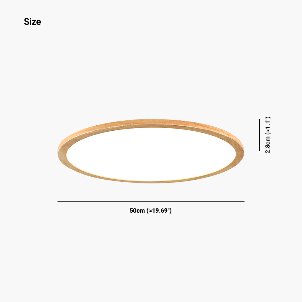 Ceiling Light Flush Mount Wood LED Full Spectrum Ultra Thin Round Dia23cm H2.8cm Dia9.05 x H1.10 15W
