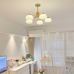 Unique Cream Cotton Wood Chandelier 5 Study Room