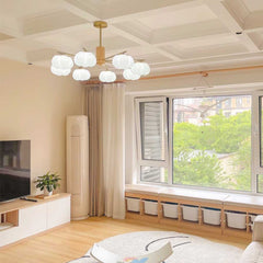 Unique Cream Cotton Wood Chandelier 8 Living Room