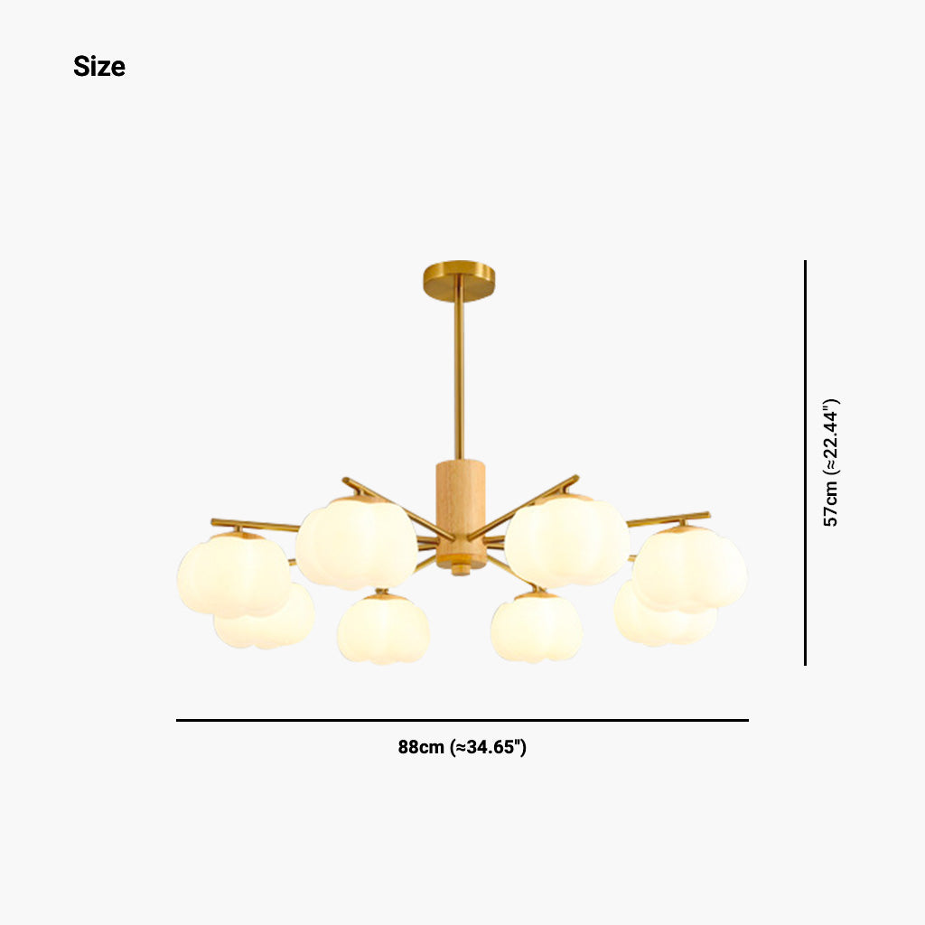 Unique Cream Cotton Wood Chandelier Size 8