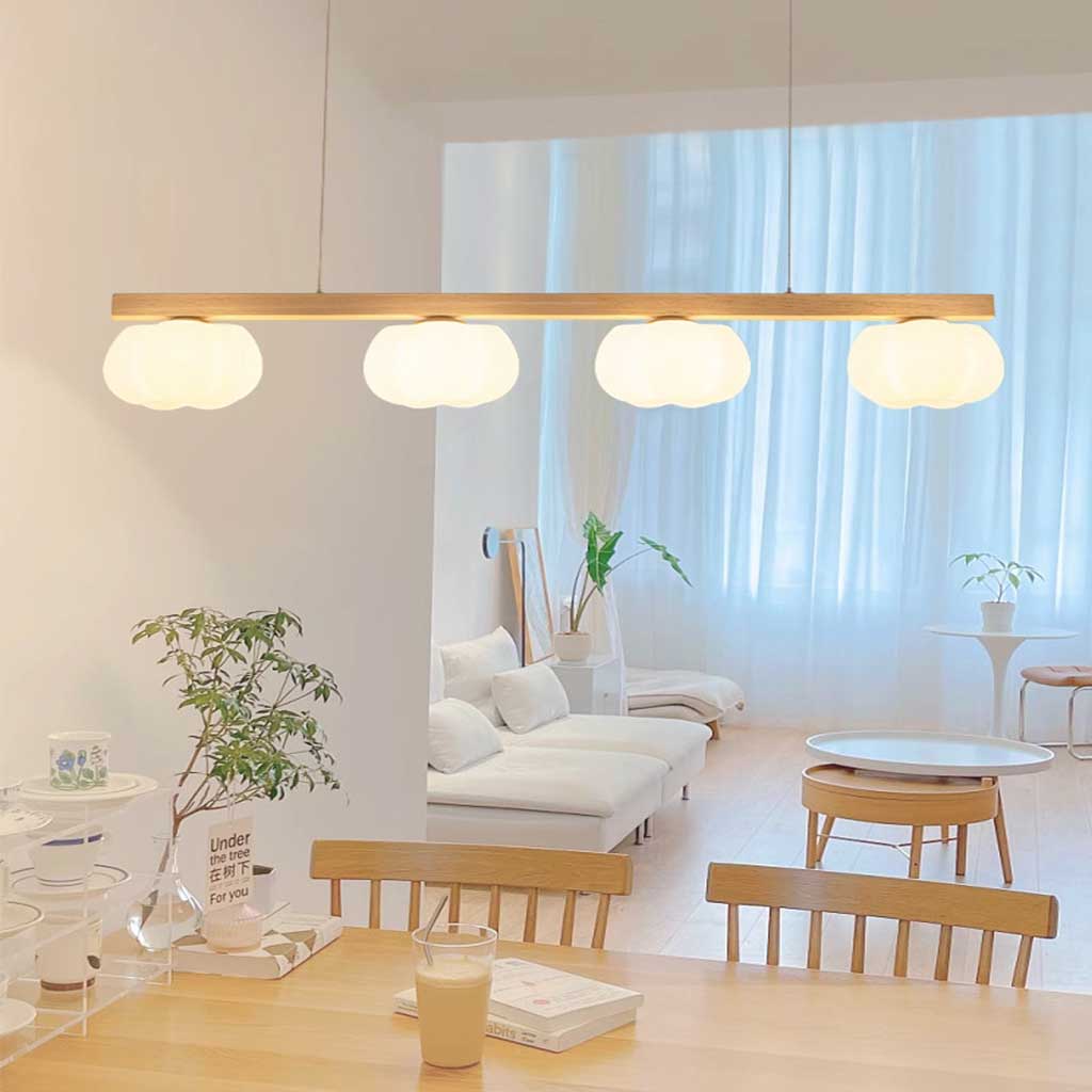 Unique Cream Cotton Wood Pendant Light Dining Room