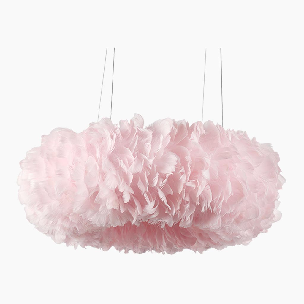 Unique Pink Ring Feather Fluffy Pendant Light Main