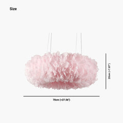 Unique Pink Ring Feather Fluffy Pendant Light Size