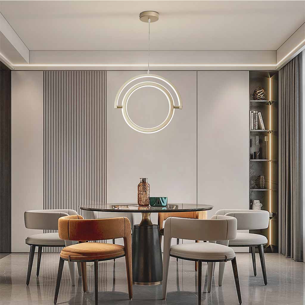Unique Ring Circular Wrought Iron Pendant Chandelier Dining Room