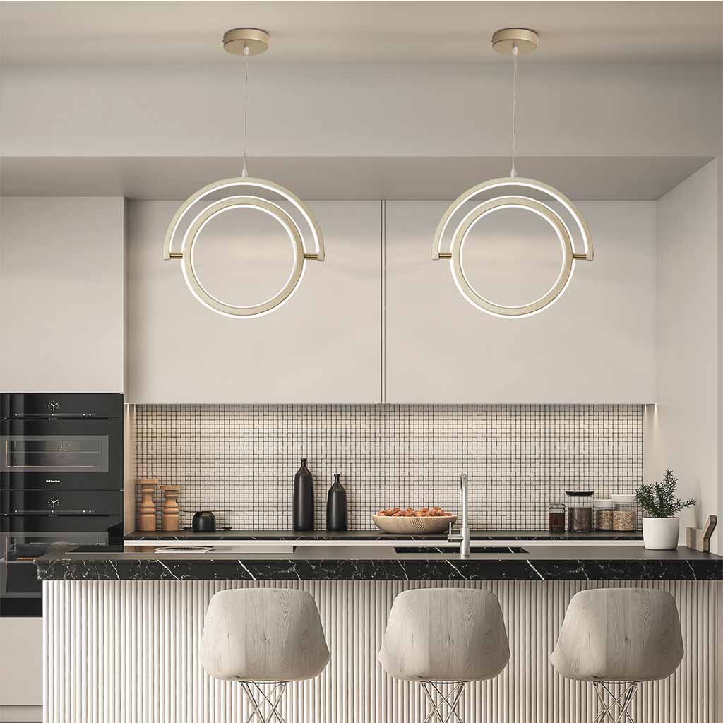 Unique Ring Circular Wrought Iron Pendant Chandelier Kitchen Island