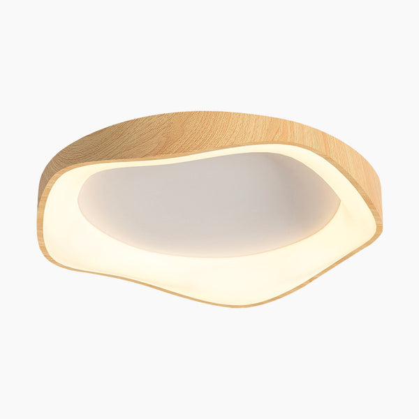 LED Ceiling Light Fixture - 15.74 Inch, Handcrafted Wood, 42W, 3 Color Temperatures (3000K-6000K)