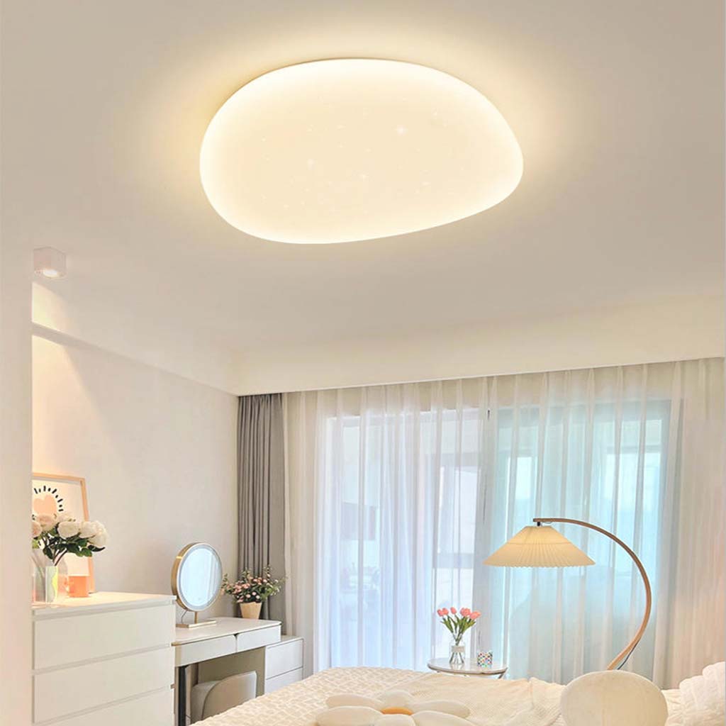 Unique White Pebble Acrylic Flush Mount Ceiling Light Bedroom