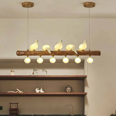 Vintage Bird Pendant Light Linear Branch Resin