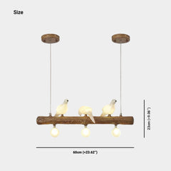 Vintage Bird Pendant Light Linear Branch Resin