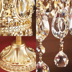 Vintage Gold Crown Table Lamp with Crystal Tassel Detail