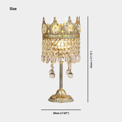 Vintage Gold Crown Table Lamp with Crystal Tassel Size