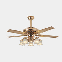 Jahrgang Halb-Einbau Gold Deckenventilator mit Licht, 4 Flügel