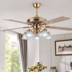 Jahrgang Halb-Einbau Gold Deckenventilator mit Licht, 4 Flügel