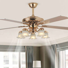Jahrgang Halb-Einbau Gold Deckenventilator mit Licht, 4 Flügel