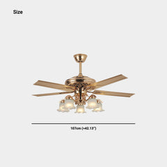 Jahrgang Halb-Einbau Gold Deckenventilator mit Licht, 4 Flügel