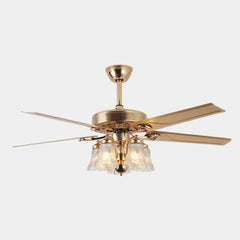 Jahrgang Halb-Einbau Gold Deckenventilator mit Licht, 4 Flügel