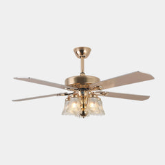 Jahrgang Halb-Einbau Gold Deckenventilator mit Licht, 4 Flügel