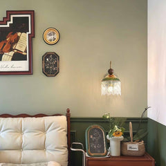 Lampada da parete vintage con nappe e frange di cristallo