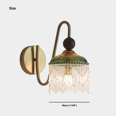 Lampada da parete vintage con nappe e frange di cristallo