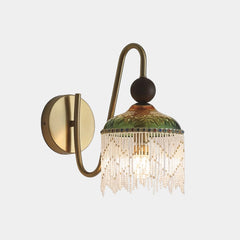 Lampada da parete vintage con nappe e frange di cristallo