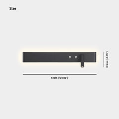 Wall Bedside Lamp Spotlight Linear Rectangle Black Size