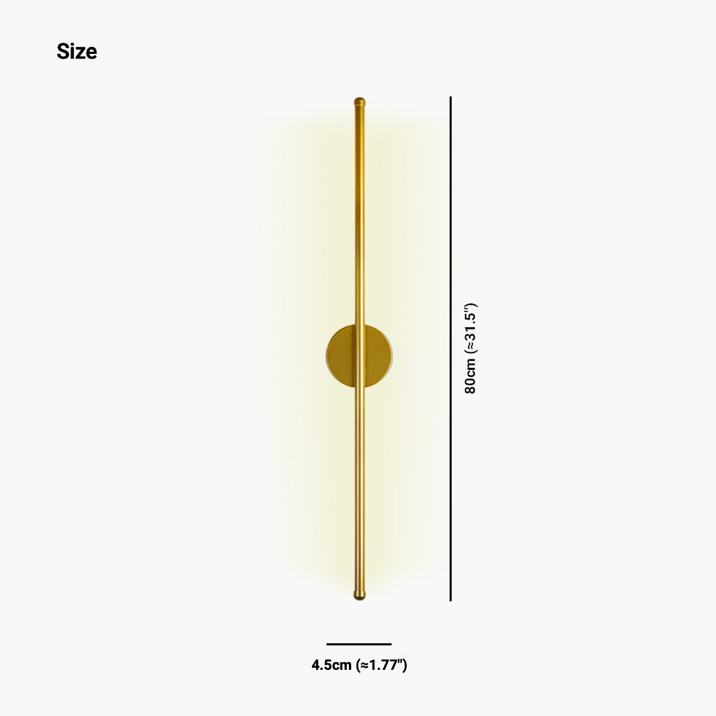 Wall Lamp Aluminum Linear Gold Size