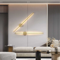 Wall Lamp Aluminum Linear LED Gold Double