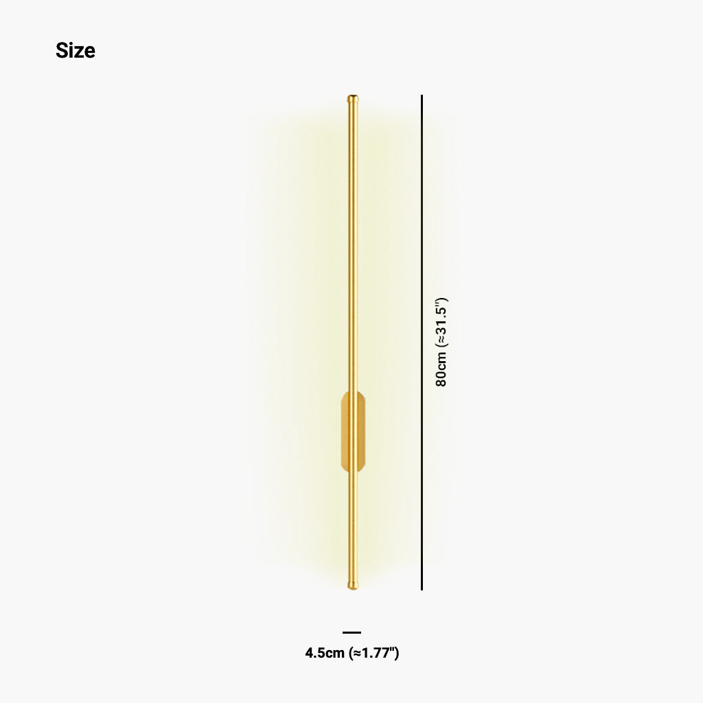 Wall Lamp Aluminum Linear LED Gold Size
