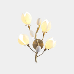 Wall Lamp Artistic Ceramic Magnolia Gold White