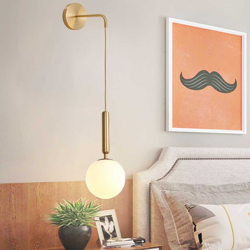 Wall Lamp Globe Glass Shade Bedroom