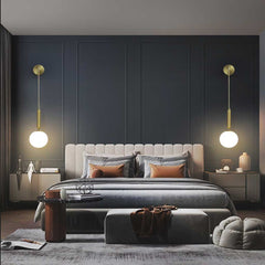 Wall Lamp Hanging Globe Glass Shade Double Bedroom