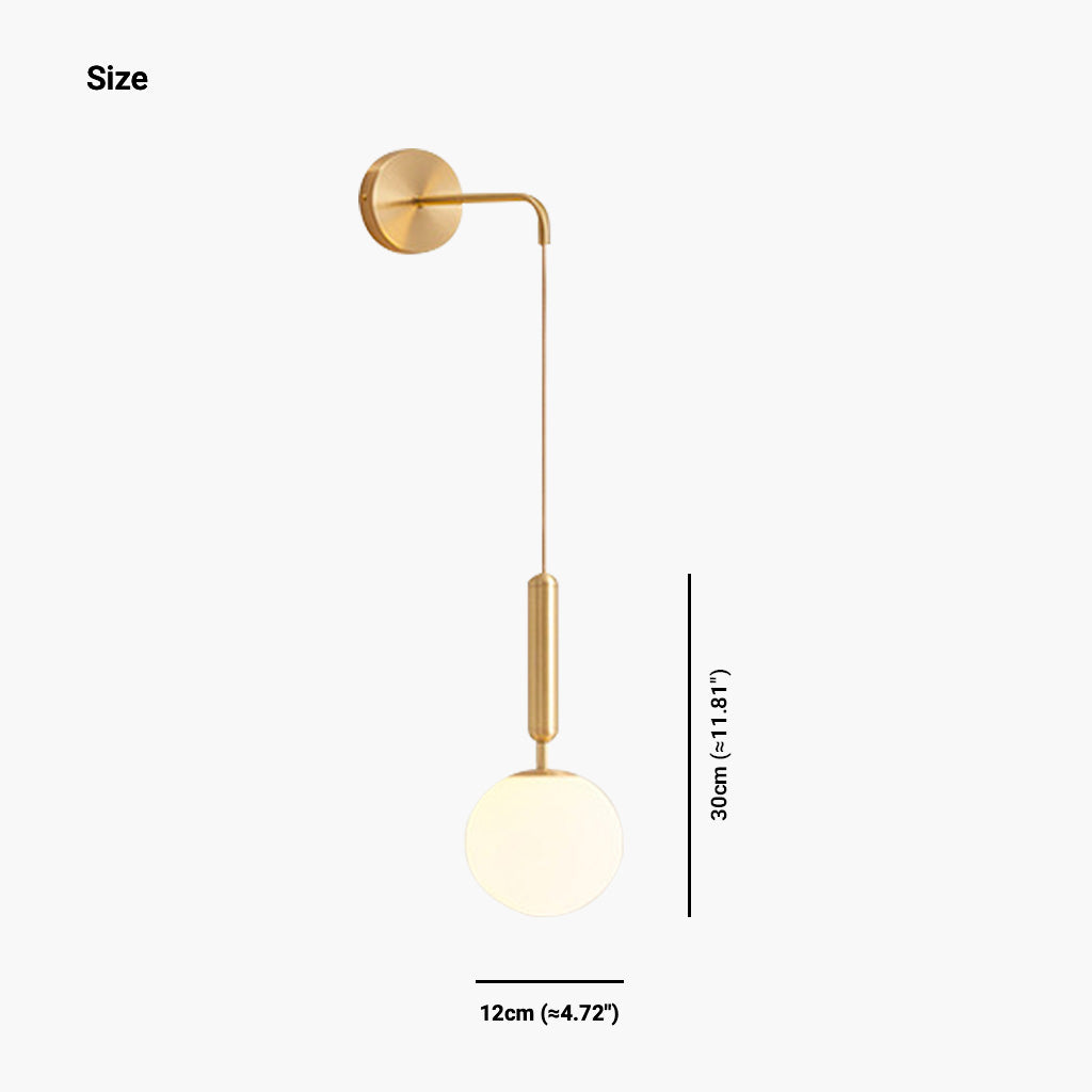 Wall Lamp Hanging Globe Glass Shade Size