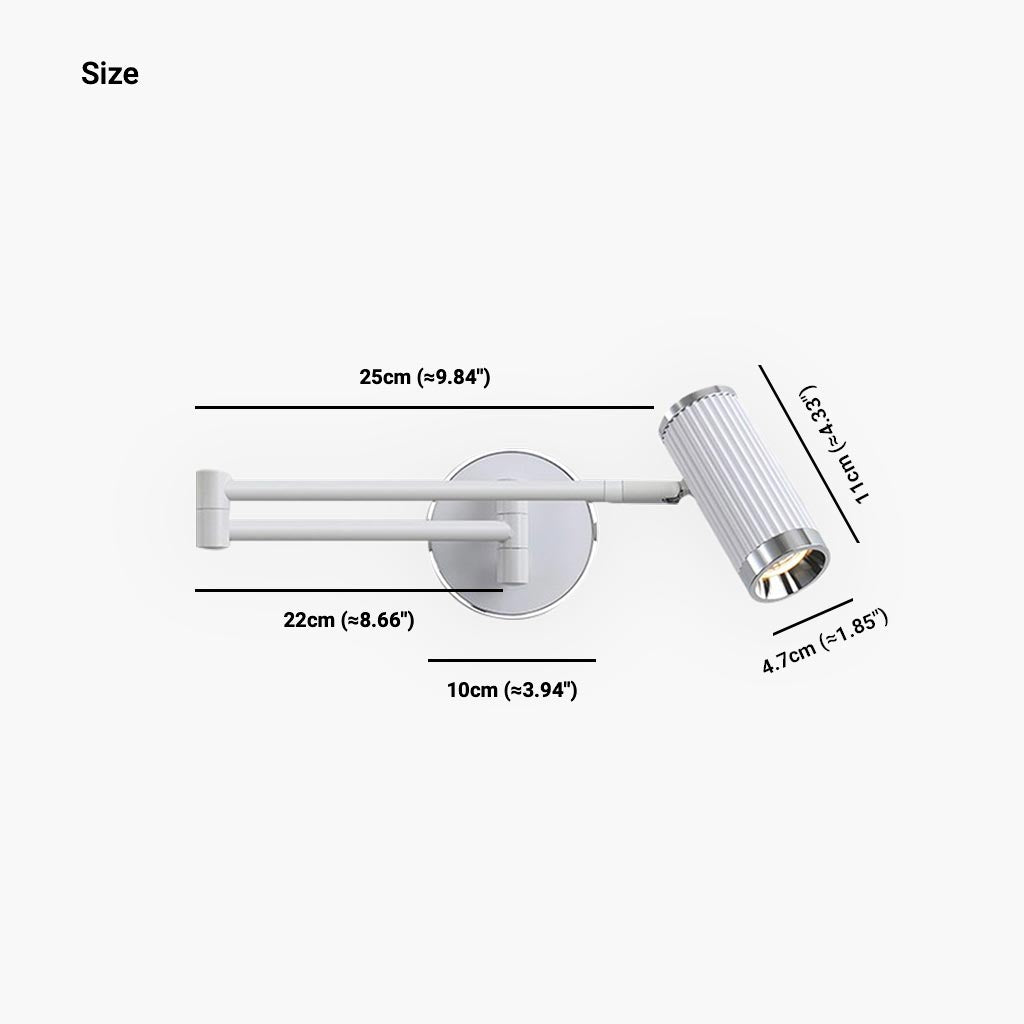 Wall Lamp LED Spotlight with Adjustable Swing Arm Size