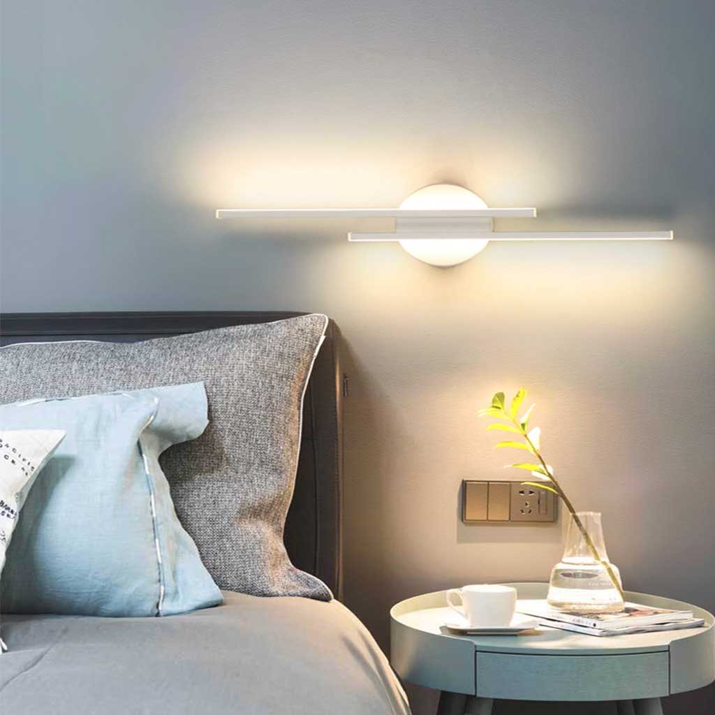 Wall Lamp Linear with 2 Light Bars White Bedroom