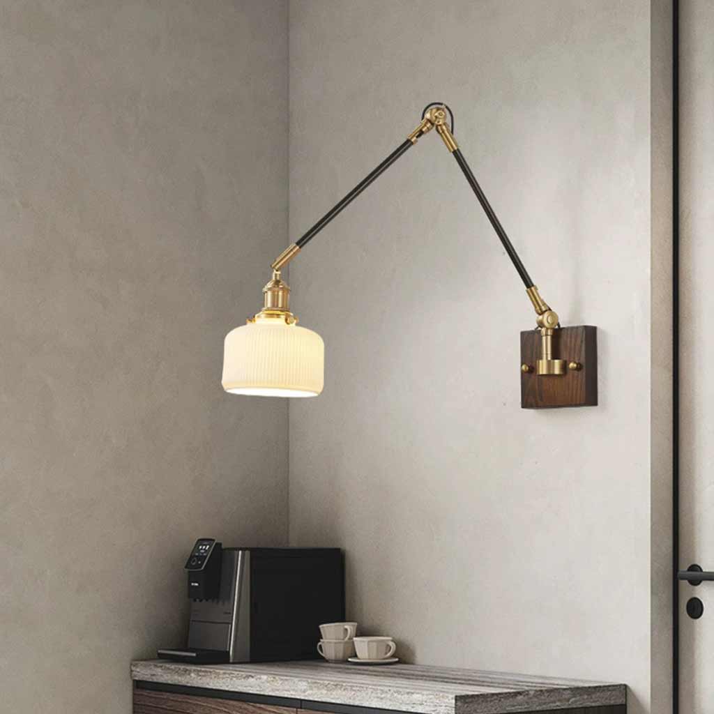 Wall Lamp Vintage Adjustable Swing Arm with Pull Chain Corner