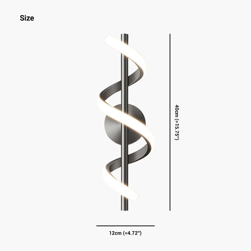 Wall Lamp Wavy Linear Black Size