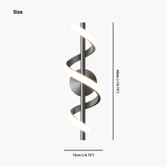 Wall Lamp Wavy Linear Black Size
