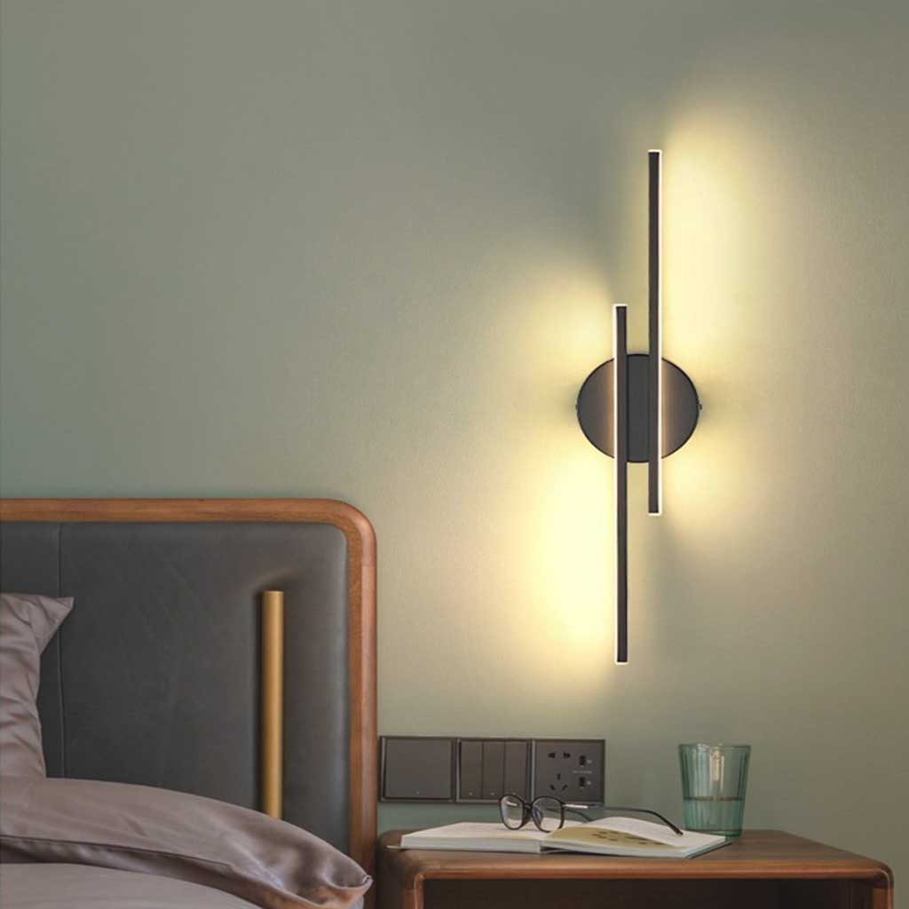 Wall Lamp with 2 Light Bars Black Bedroom