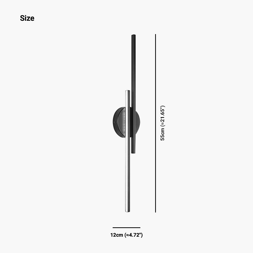 Wall Lamp with 2 Light Bars Black Size